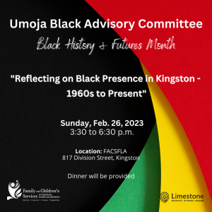 Flyer with information on Umoja Black Advisory Board event