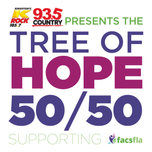 Radio Station logos, K Rock and Country 93.5. Treeof Hope 50 50 Fundraiser for FACSFLA