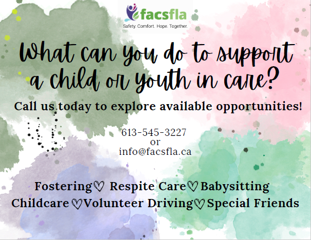 What can you do to support a child or youth in care?  Call us today to explore available opportunities!